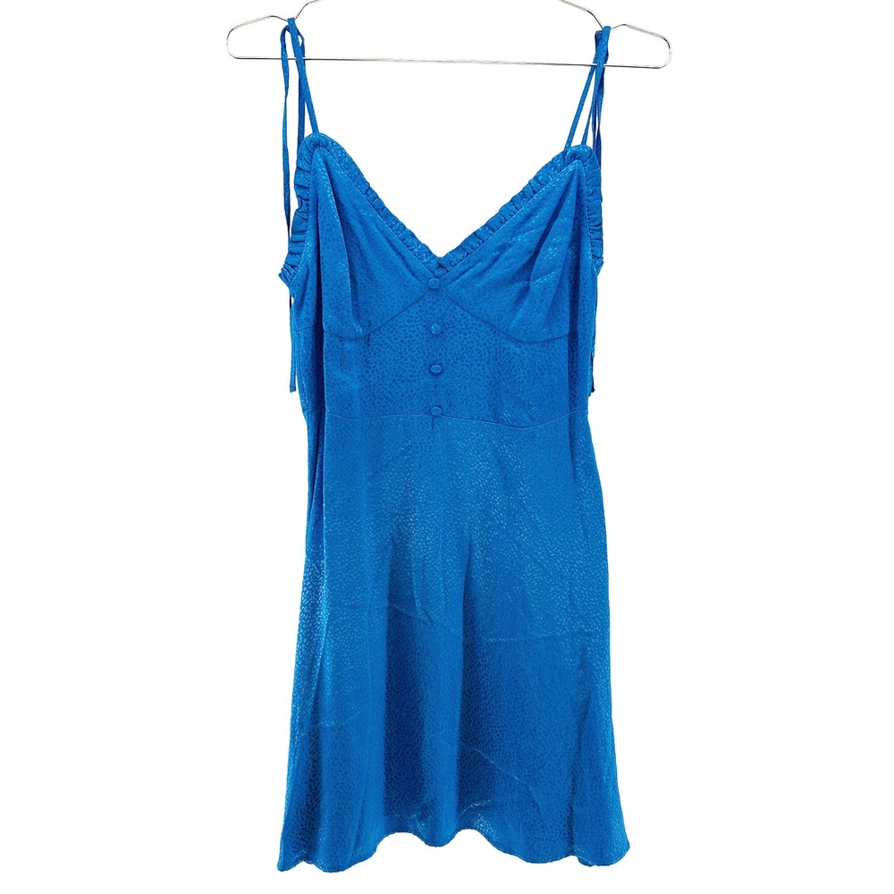 ZARA Textured Satin Babydoll Slip Dress • Small • blue • Summer chic‎ indie